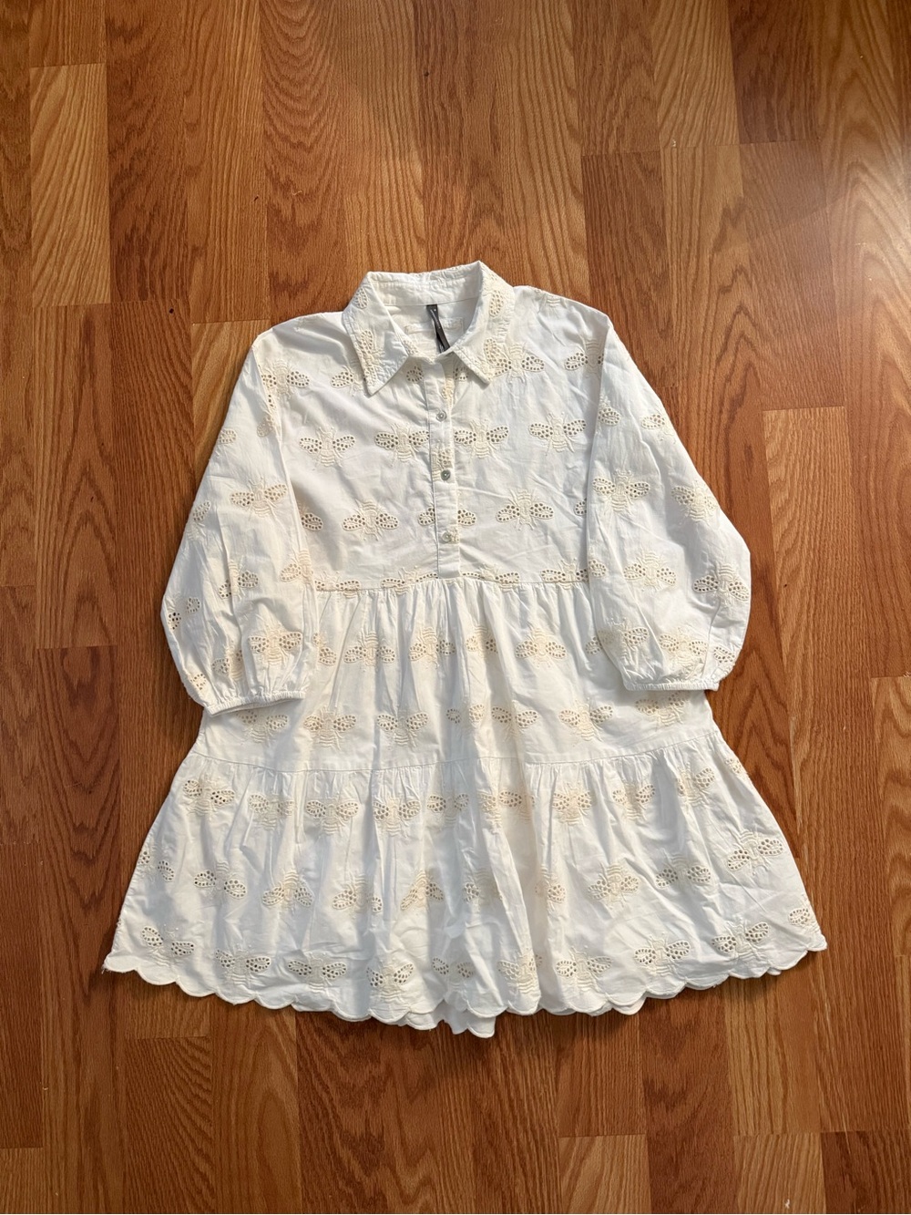 Anthropology The Bettina Tiered Mini Shirt Dress Bee Edition Medium
